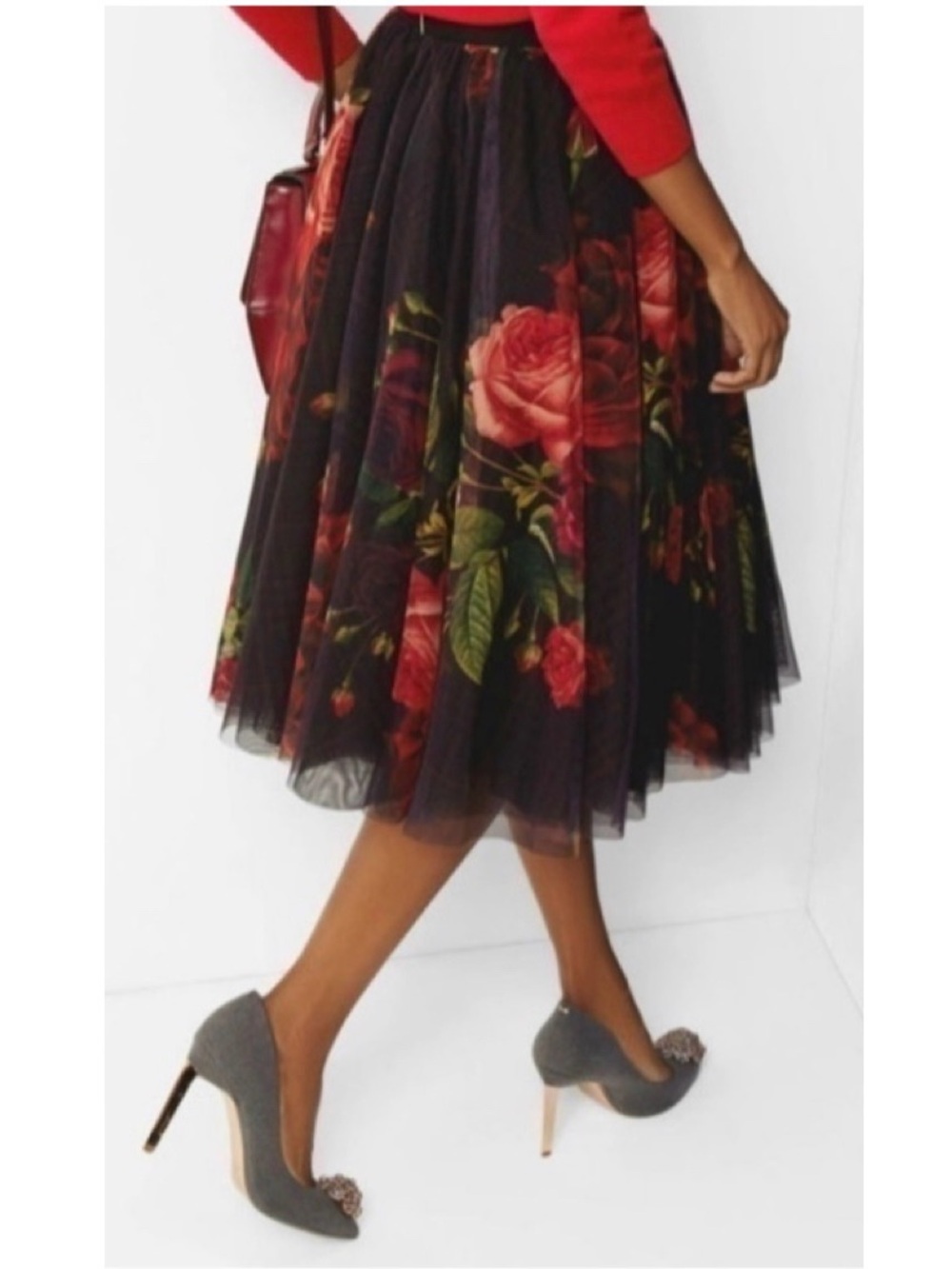 Ted Baker London Floral Tulle Midi Ondra Juxtapose Rose size 1 - Picture 8 of 11